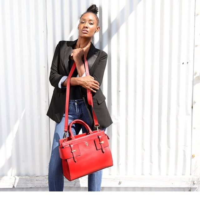 Red leather bag from Gregory silvia