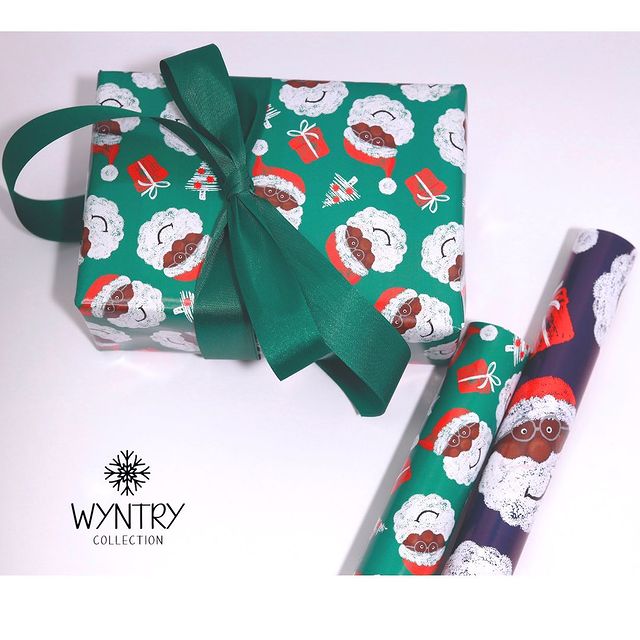 Holiday wrapping paper from the wyntry collection by Black Santa Houston