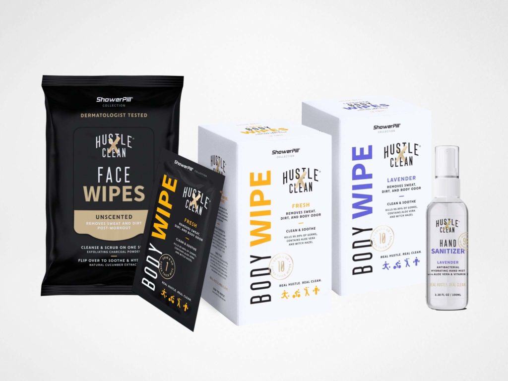 Hustle Clean body wipes and hand sanitizer, a black owned company