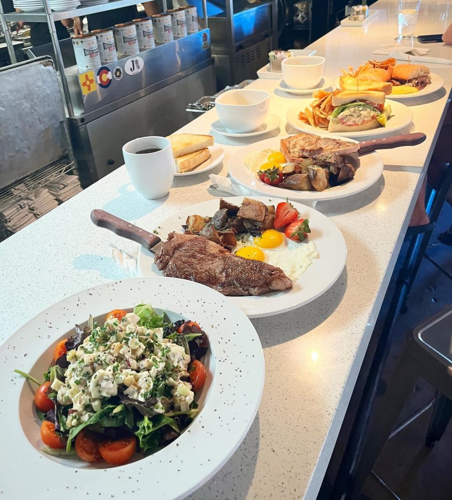 Plates on the counter from Las Vegas breakfast and brunch restaurant, Eat