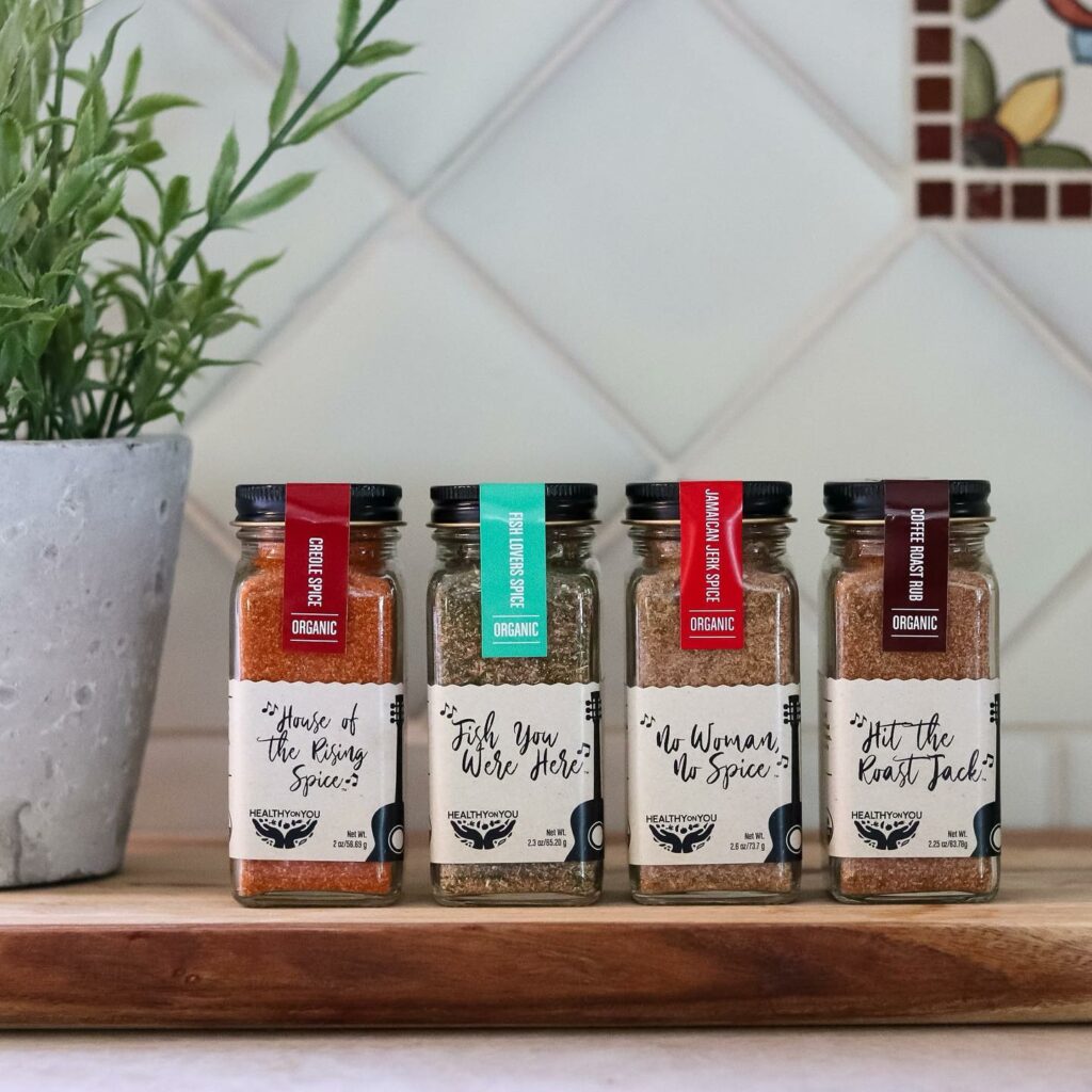 Four of the many varieties of Healthy on you Spices