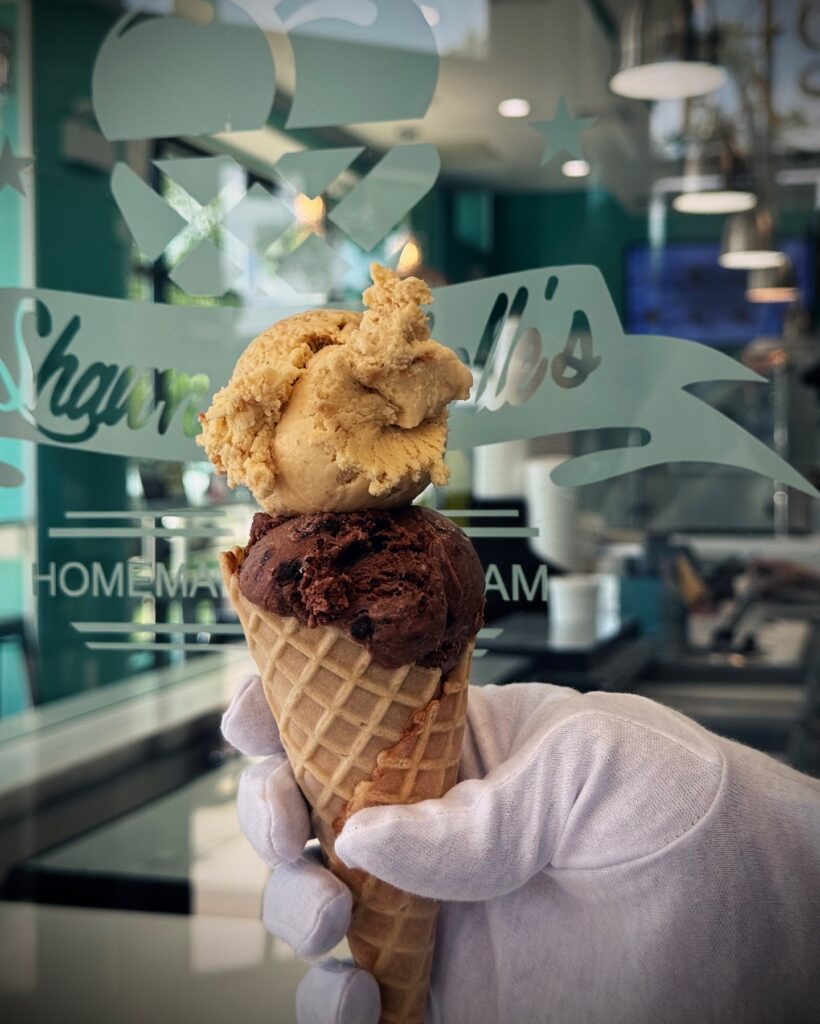 ice cream on a cone at Shawn Michelles ice cream