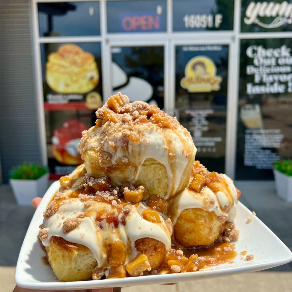 Apple cinnamon streusal cinnamon rolls from Cranky Granny's in Austin, Texas