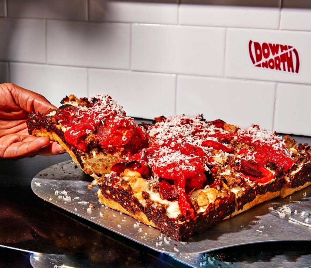 Detroit style pepperoni pizza from Down North Pizza in Philadelphia