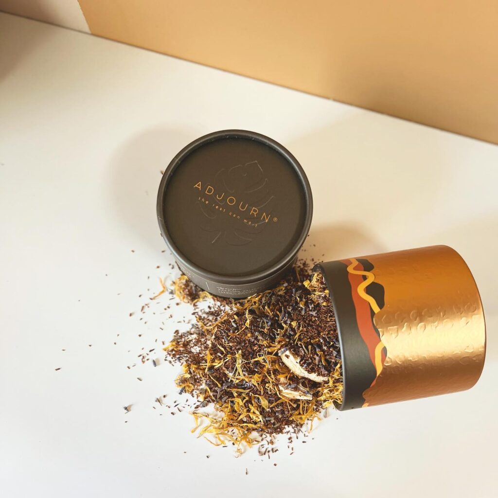 Black Woman owned loose leaf tea from adjourn tea house for mother's day