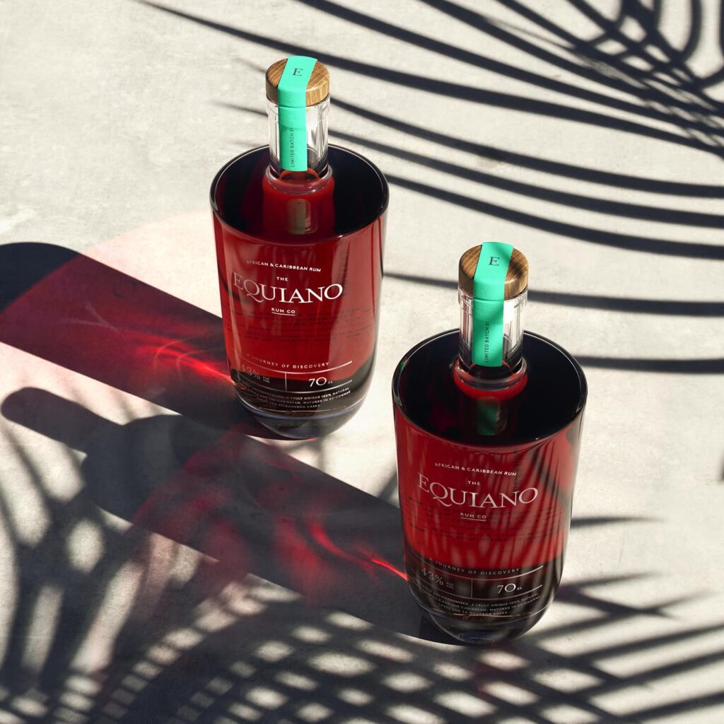 2 Bottles of Equiano Rum in the shade of palms